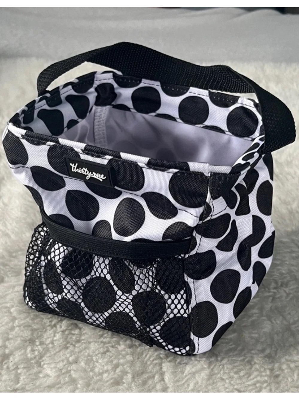 Thirty-One Polka Dot Littles Carry All Caddy Black and White